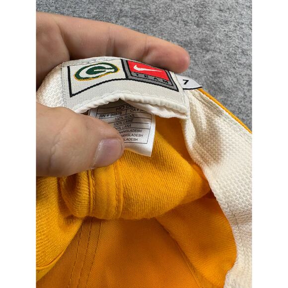 VINTAGE Nike Green Bay Packers NFL Hat Cap Mens Fitted Size 7 Yellow Sports Y2K - Picture 5 of 6
